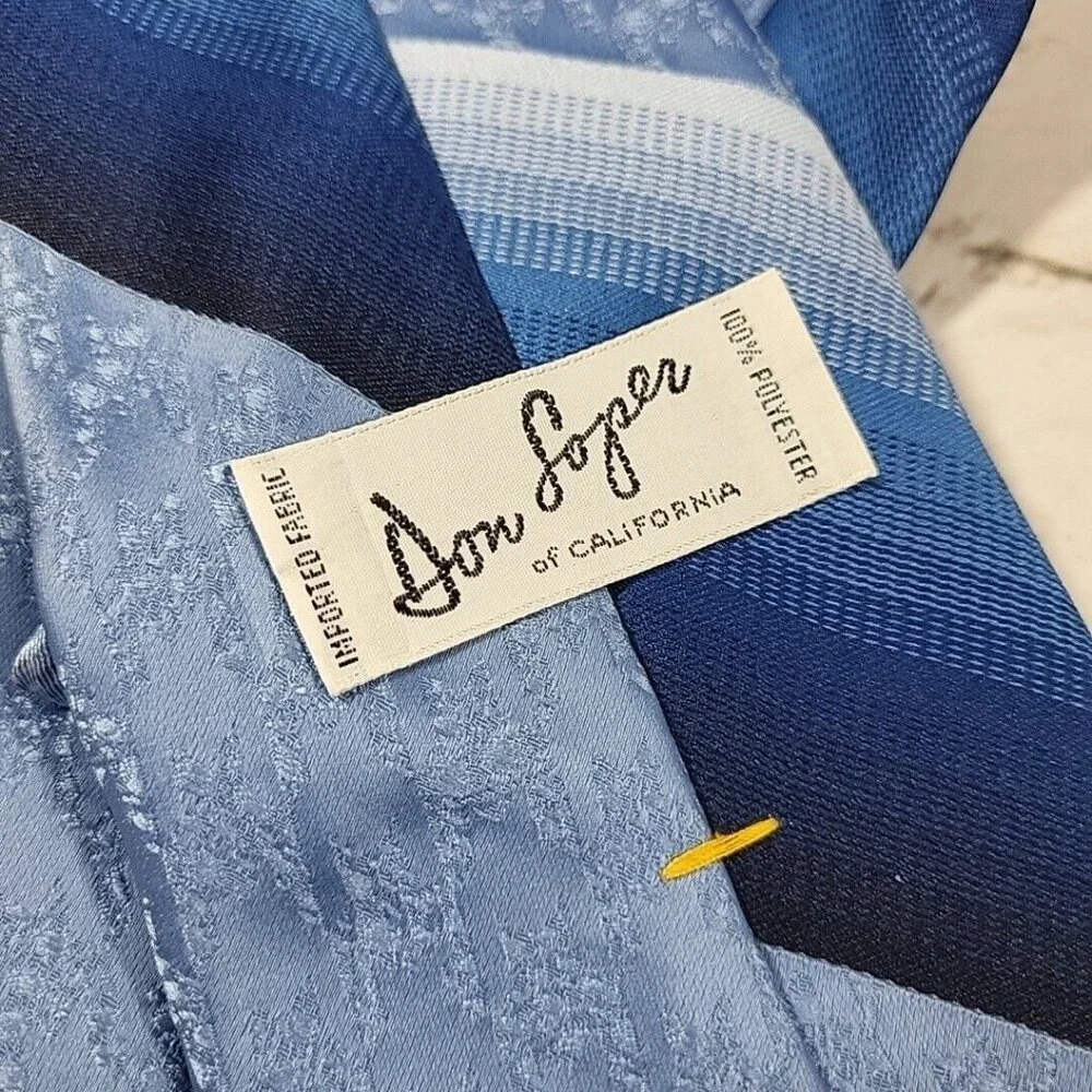 Vintage Don Loper of California Blue Diagonal Stripe‎ Neck Tie